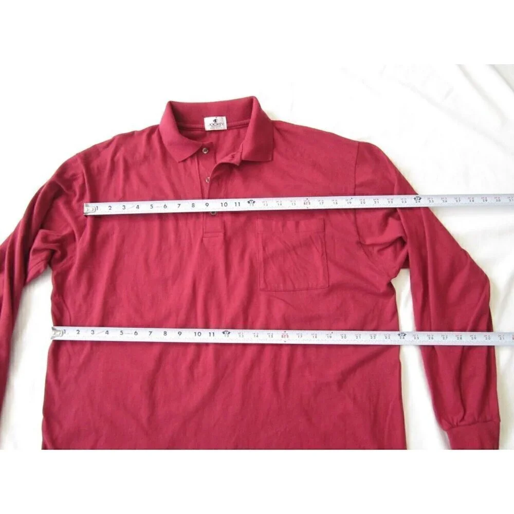 Vtg Men Jockey Cotton Red Long Sleeve Pullover Shirt Sz‎ L  (MT271) Made in USA